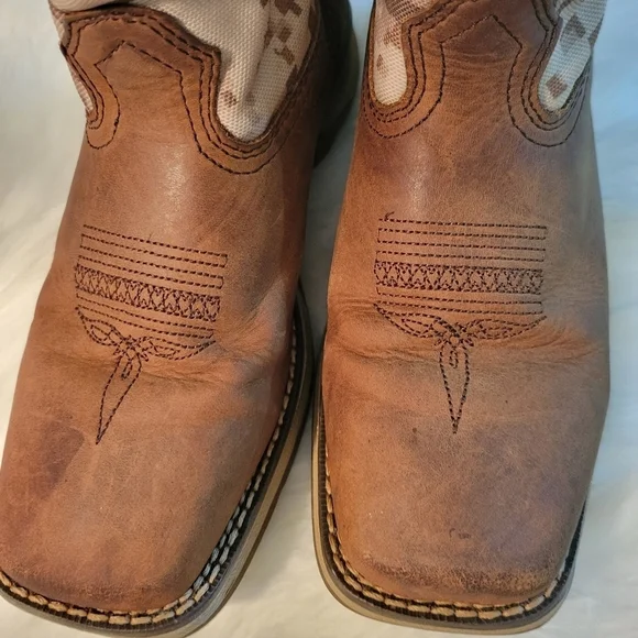 Durango Kids Brown and Camouflage Cowboy Boots 8" Tall Size3M - Picture 3 of 9